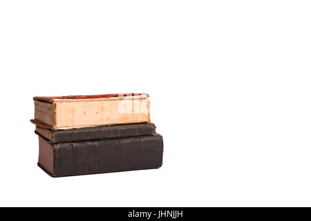 Pila di tre libri antichi Foto Stock