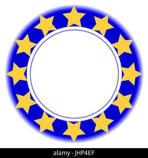 Unione Europea simbolo in un anello blu con trasparente medio Illustrazione Vettoriale