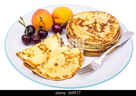 Grande piatto di frutta e pancakes. Foto Studio Foto Stock