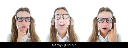Composito Digitale del Nerd donna collage Foto Stock