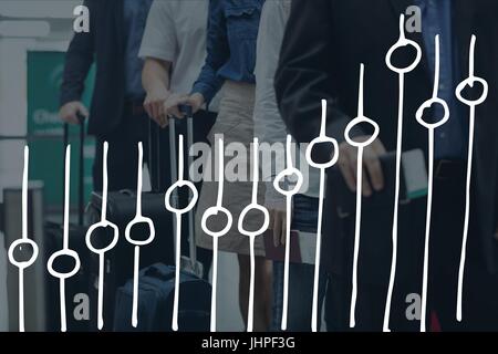 Composito Digitale di grafica Info contro le persone sullo sfondo Foto Stock