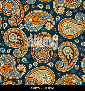 Oriental seamless paisley pattern ornamento decorativo sullo sfondo per il tessuto e la carta di avvolgimento. Foto Stock