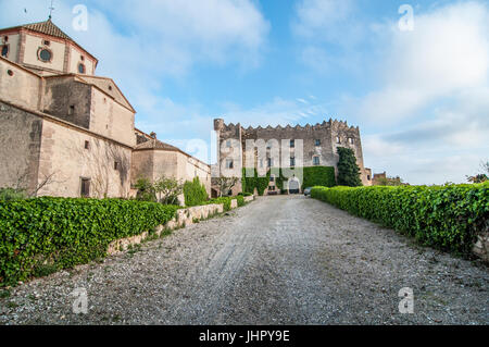 Vista esterna del castello di Altafulla, Costa Dorada, Catalogna, Spagna Foto Stock