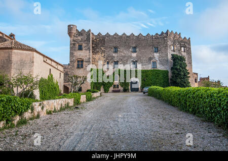 Vista esterna del castello di Altafulla, Costa Dorada, Catalogna, Spagna Foto Stock