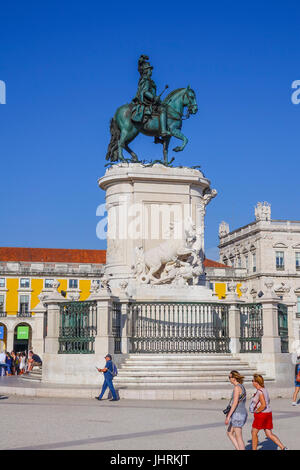 La maggior parte popolare piazza di Lisbona - Praca do Comercio- Il Comercio Square - Lisbona, Portogallo 2017 Foto Stock