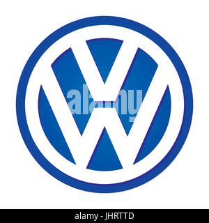 VW, Volkswagen, logo Automarke, Deutscher gruppo automobilistico, DAX 30 aziende Foto Stock