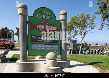 Porto di tonno segno su Harbor Drive, San Diego, California, USA. Foto Stock