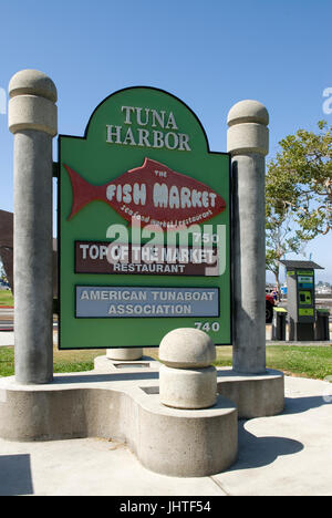Porto di tonno segno su Harbor Drive, San Diego, California, USA. Foto Stock