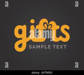 Logo regali con simbolo della scatola Illustrazione Vettoriale