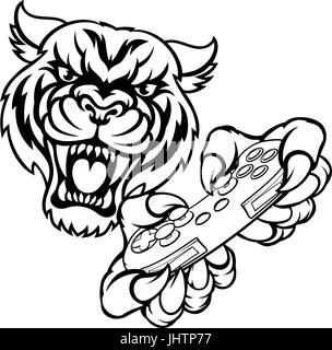 Tiger mascotte del giocatore Illustrazione Vettoriale