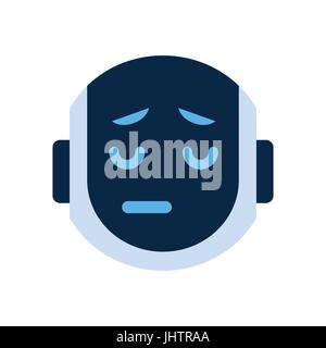 Il Robot Face Icona triste Dissappointed emozione Emoji robotica Illustrazione Vettoriale