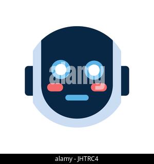 Il Robot Face Icona scioccato Blushed faccia emozione Emoji robotica Illustrazione Vettoriale