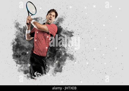 Giocatore di tennis con una rosa uniforme di fuoriuscita di un getto di fumo . Foto Stock