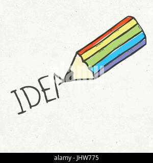 Matita e idea di word. Disegnate a mano illustrazione, EPS10 Illustrazione Vettoriale