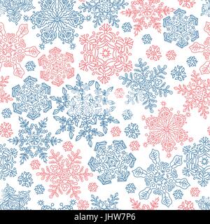 Fiocchi di neve perfetta pattern per l'inverno disegni a tema. Illustrazione vettoriale EPS8 Illustrazione Vettoriale