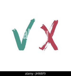 I segni di spunta. Dipinto dal pennello. Illustrazione Vettoriale