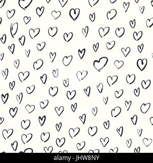 Seamless disegnati a mano modello di cuori Illustrazione Vettoriale