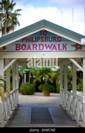 Ingresso a phillipsburg boardwalk, St Maarten, dei Caraibi Foto Stock