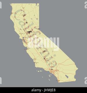 California vettore ad alta precisione dettagliata mappa di stato con l'assistenza della Comunità e Attiva icone pastello originale illustrazione Illustrazione Vettoriale