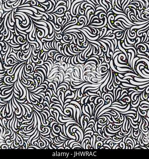 Floral Seamless Pattern. Su sfondo nero con colorati punti caotica.template vettoriale per modelli di imballaggi e i biglietti di invito decorazione Illustrazione Vettoriale