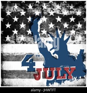 4 di luglio American Independence day poster. Mezzitoni bandiera americana sfondo Illustrazione Vettoriale