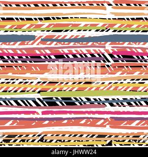 Abstract disegnati a mano strisce di colori pattern. Senza cuciture. Illustrazione Vettoriale