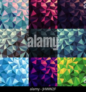 Bassa triangolare poli sfondi set. Diversi colori Illustrazione Vettoriale