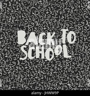 Torna alla scuola di design di poster con i numeri senza giunture sfondo pattern Illustrazione Vettoriale