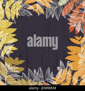 Autunno astratta cornice design. Con lo spazio vuoto per il testo. Caduto foglie astratta. Per l'autunno disegni a tema Illustrazione Vettoriale