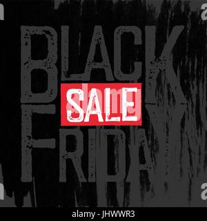 Venerdì nero la tipografia. Venerdì nero modello Poster. Pennello nero dipinto di sfondo. Venerdì nero vendita elemento di logo per disegni e modelli Illustrazione Vettoriale
