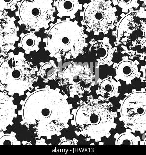 Ingranaggi Seamless Pattern. Meccanica grungy sfondo. Illustrazione Vettoriale Illustrazione Vettoriale