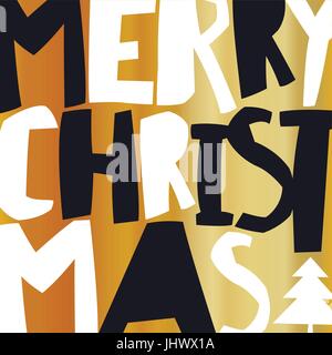 Buon Natale oro biglietto di auguri. Illustrazione Vettoriale