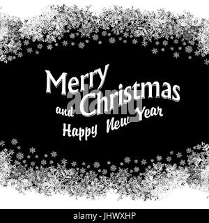 Auguri di Natale. Telaio a fiocchi di neve. Illustrazione Vettoriale, i colori nero e bianco Illustrazione Vettoriale