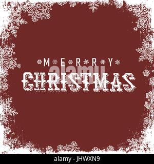 Buon Natale Rosso cartolina. I fiocchi di neve bianca isolata del telaio. Illustrazione Vettoriale Illustrazione Vettoriale