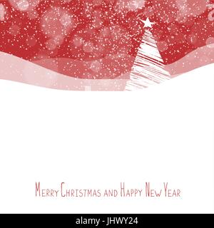 Buon Natale sfondo rosso con albero di Natale, illustrazione vettoriale. Disegnato a mano illustrazione vettoriale Illustrazione Vettoriale