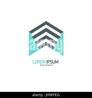 Logo geometrico design concept. Segno astratto. Gli elementi del vettore icona del modello. Colore blu Illustrazione Vettoriale