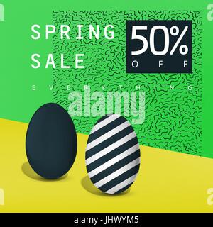 La molla vendita poster. Vendita badge. Scheda di pubblicità modello. Illustrazione Vettoriale