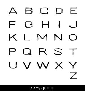 Tagliare ampia alfabeto. Lettere nere su sfondo bianco. Illustrazione Vettoriale