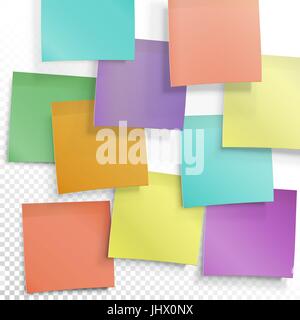 Colorato sticky notes su sfondo trasparente. Template vettoriale Illustrazione Vettoriale