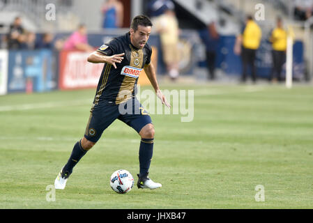 Chester, Pennsylvania, USA. Il 15 luglio 2017. Unione di Philadelphia centrocampista ILSINHO (25) mostrato durante un internazionale amichevole giocata a Talen Energy Stadium di Chester, PA. Swansea e l'Unione europea ha giocato per un 2-2 a. Credito: Ken Inness/ZUMA filo/Alamy Live News Foto Stock