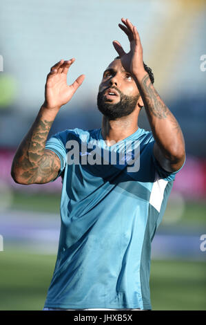 Chester, Pennsylvania, USA. Il 15 luglio 2017. Swansea City defender KYLE BARTLEY (27) mostrato prima di un internazionale amichevole giocata a Talen Energy Stadium di Chester, PA. Swansea e l'Unione europea ha giocato per un 2-2 a. Credito: Ken Inness/ZUMA filo/Alamy Live News Foto Stock