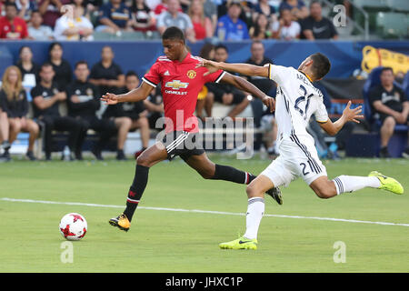 Luglio 15, 2017: Manchester United avanti Rashford Marcus (19) rompe gratuito per il suo secondo obiettivo della partita in gioco tra il Manchester United vs la galassia, Club Team cordiale, Centro StubHub, Carson, CA. Stati Uniti d'America. Fotografo: Pietro Joneleit/Cal Sport Media Foto Stock