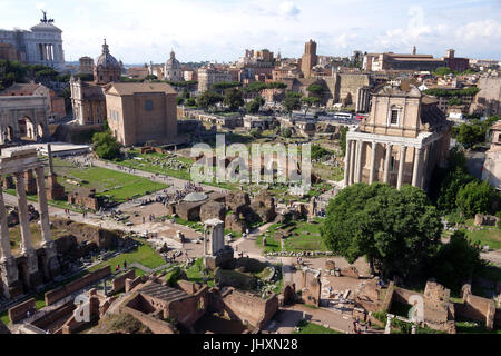 Antonino e Faustina Temple,Tempio di Antonino e Faustina, il Foro Romano, Roma, Italia Foto Stock