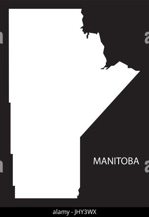 Manitoba Canada mappa black silhouette invertito illustrazione forma Illustrazione Vettoriale