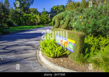 La passerella che conduce alla Ian Potter Foundation Giardino dei bambini. Royal Botanic Gardens, Melbourne, Australia Foto Stock