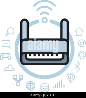 Le tecnologie Internet icona impostare Illustrazione Vettoriale