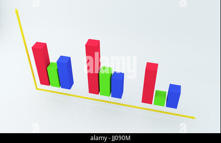 3D finanziario grafico colorato. Il rendering 3D. Foto Stock