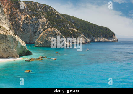 Famosa in tutto il mondo Porto Katsiki beach, Lefkada Island, Grecia Foto Stock