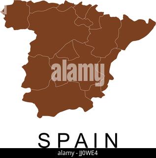 Spagna mappa con le regioni Illustrazione Vettoriale