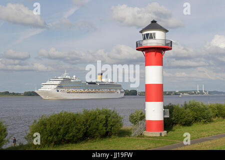 Nave da crociera Costa Pacifica sul fiume Elba vicino Luehe, Altes Land Bassa Sassonia, Germania Foto Stock